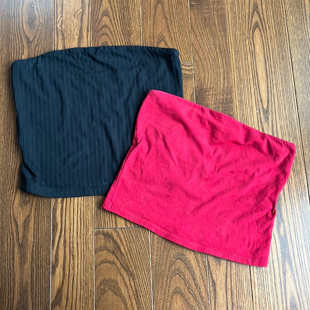 2 Strapless Crop Tops